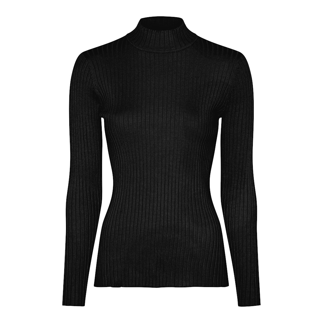 MICHA Viscose Rib Strik - Sort - XXL