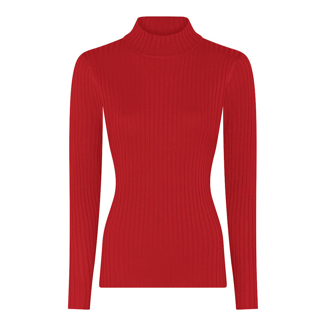 MICHA Viscose Rib Strik - Rød - XXL