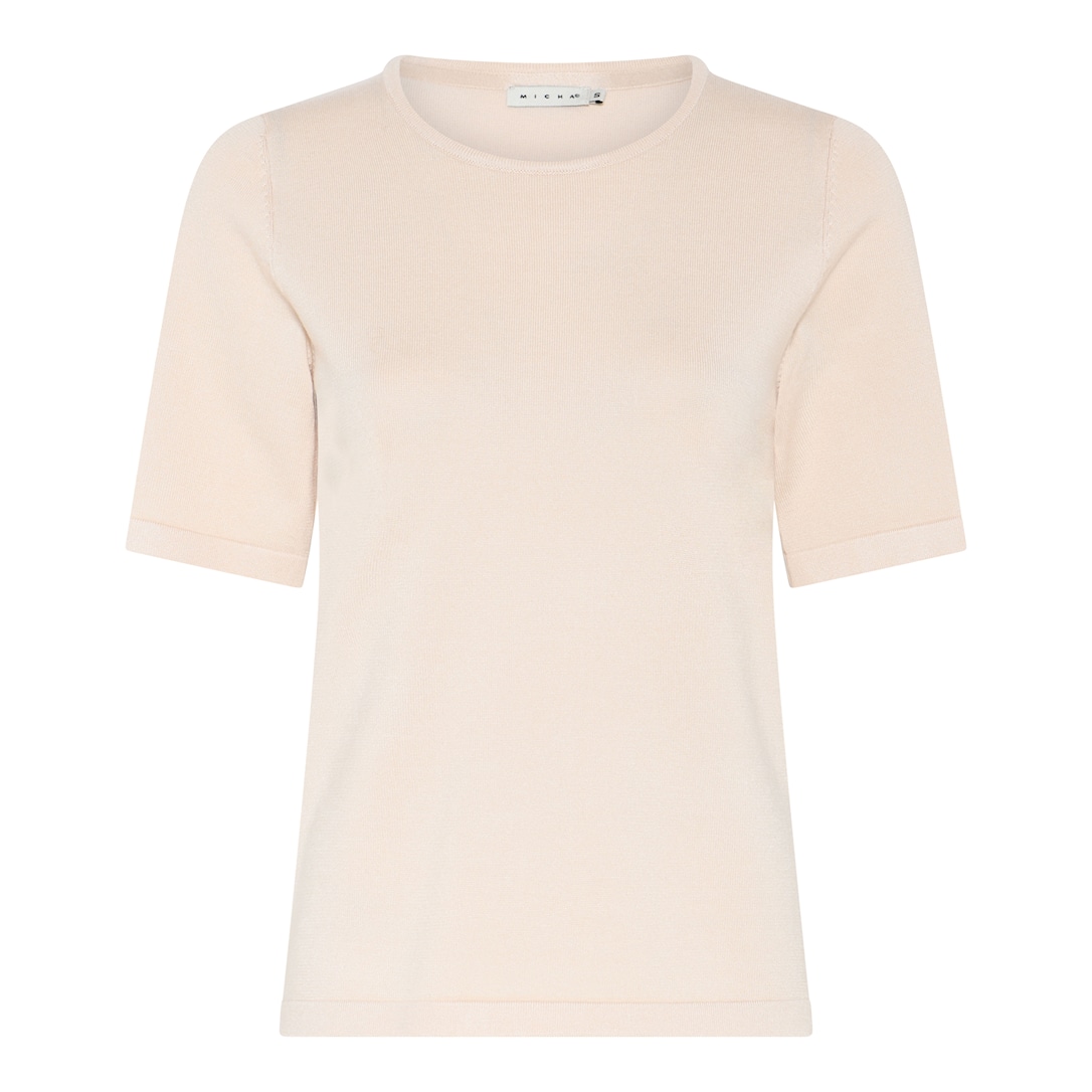 MICHA Strikbluse Dame Korte Ærmer Rund Hals Viscose Strik - Havre - 4XL