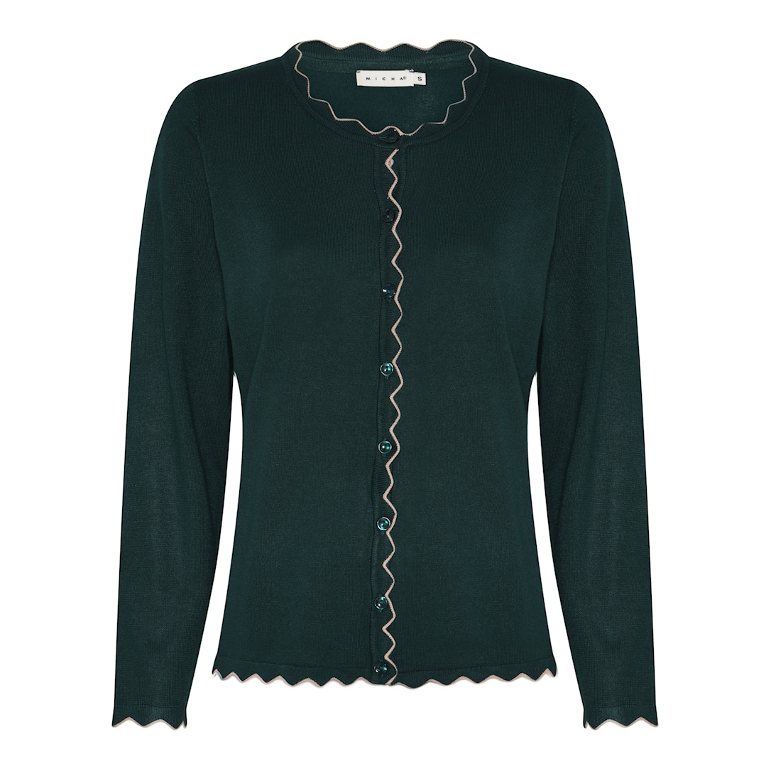 MICHA Viscose Strik med Kant - Mørkegrøn - L