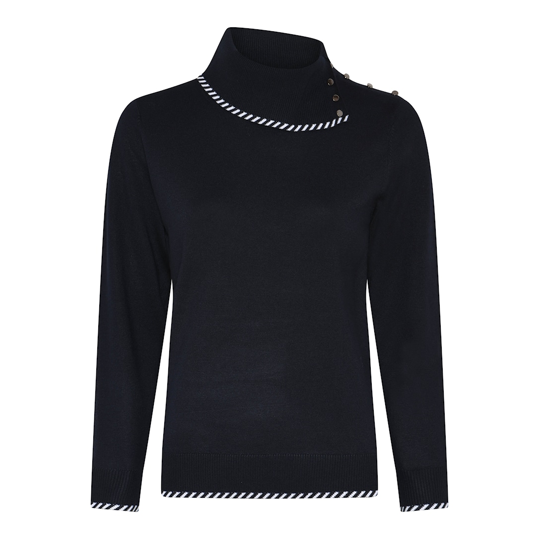 MICHA Viscose Strik w. Kant - Navy - XXL