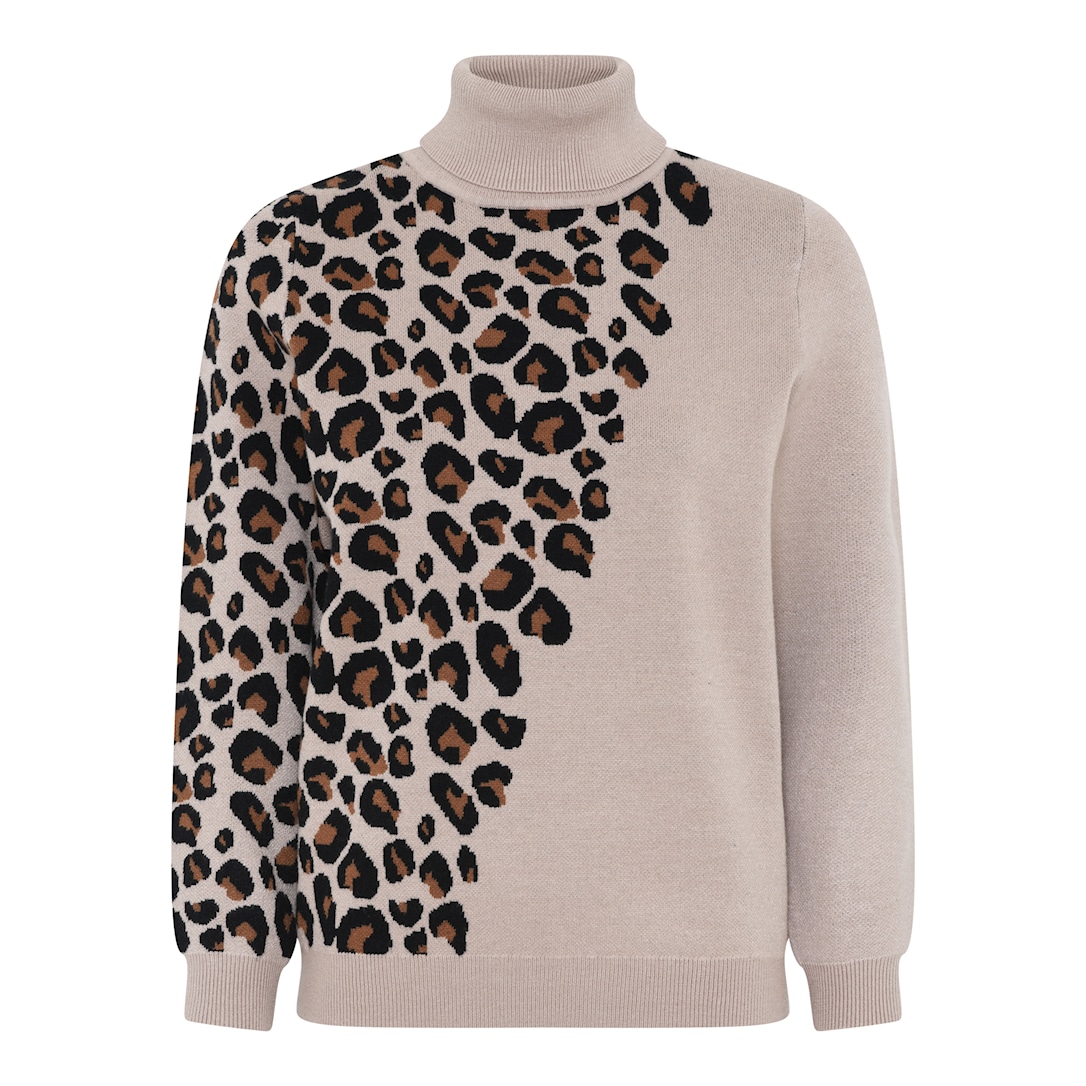 MICHA Ny Leopard Strik - Kamel/Sort - M