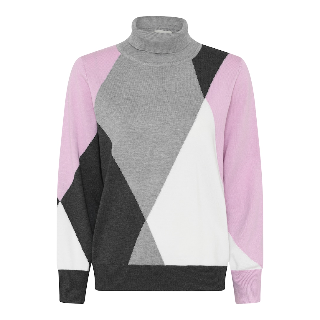 MICHA Eco Vero Block Strik - Grå/Rosa - L