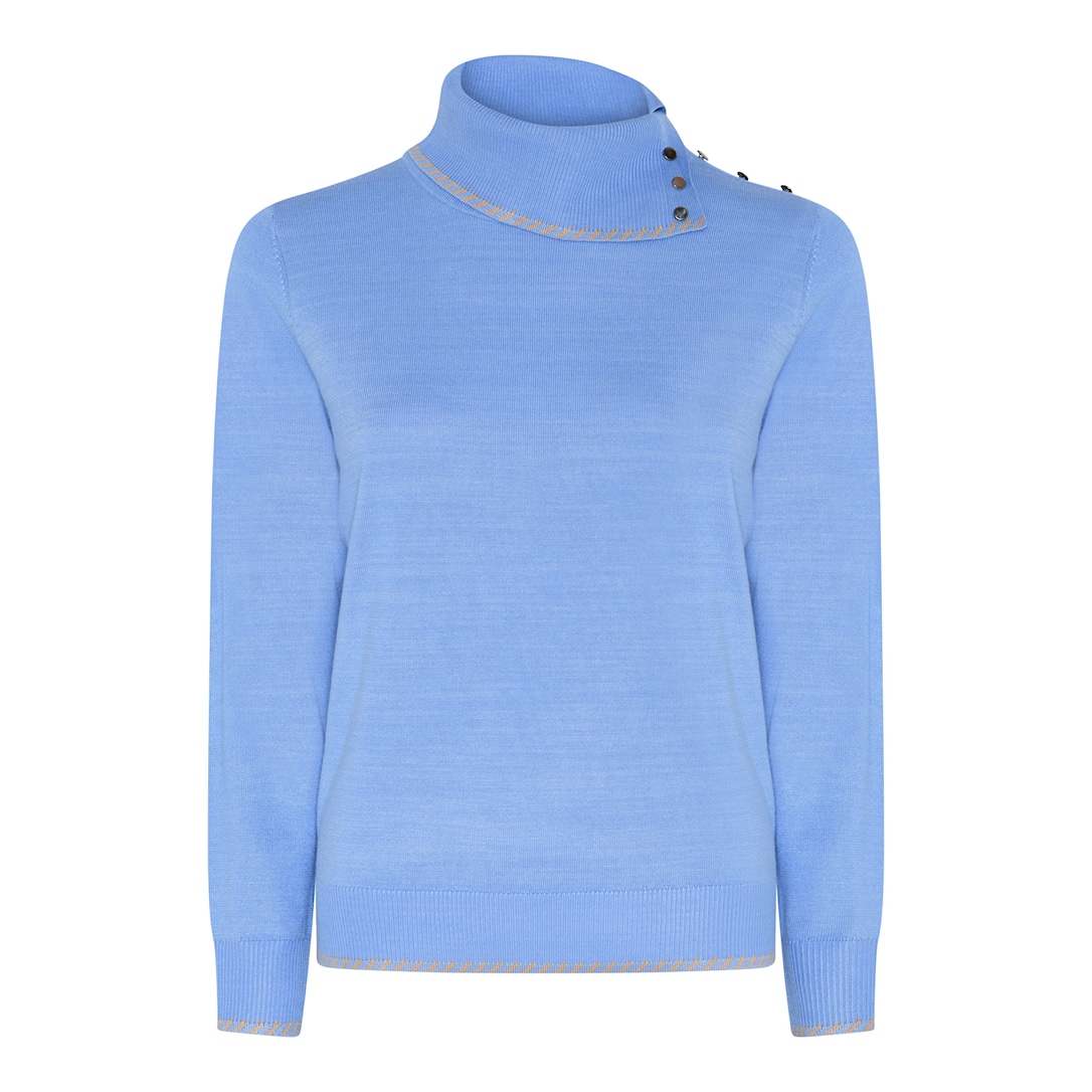 MICHA Viscose Strik w. Kant - Blå - L