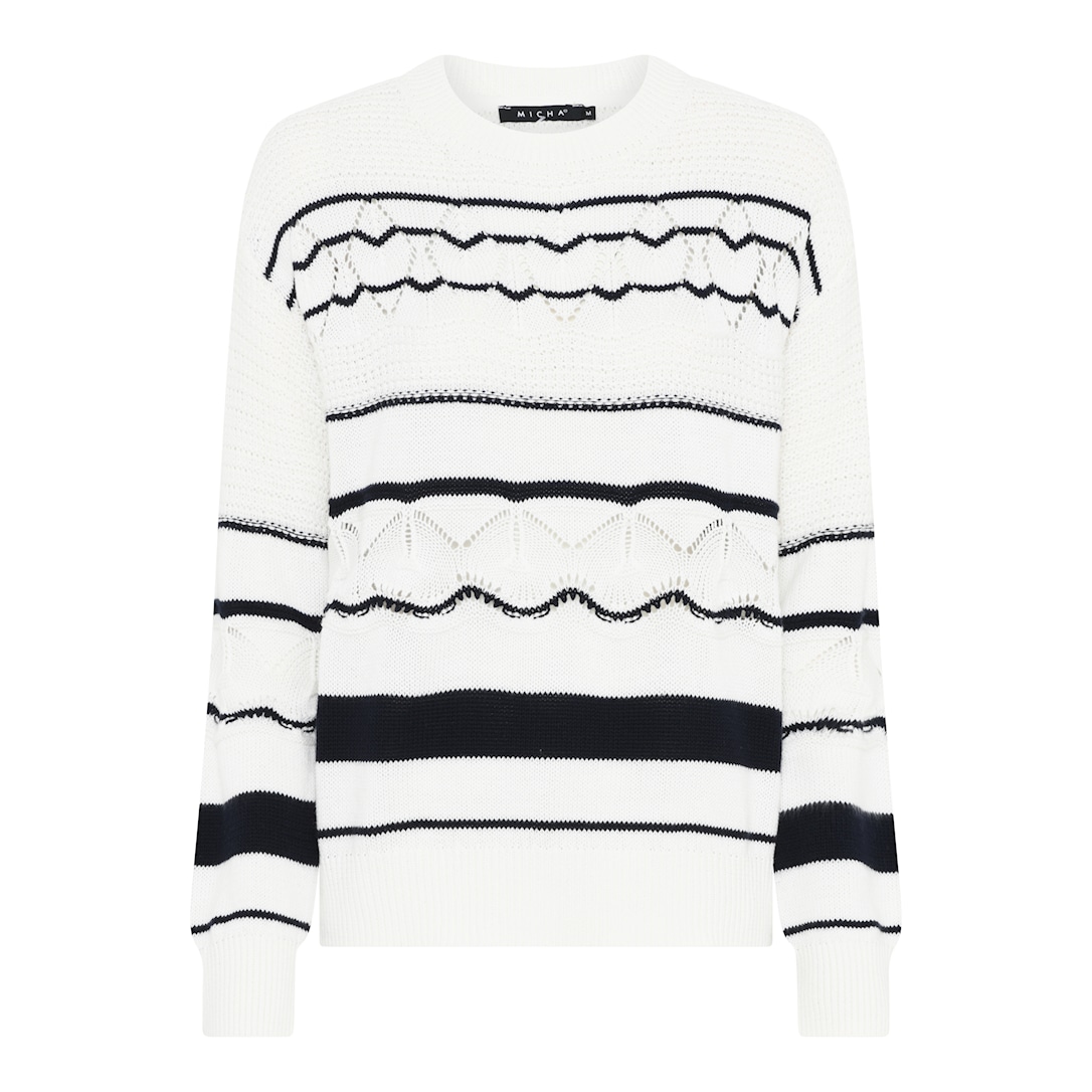MICHA Stribet and Pattern Strik - Offwhite/Navy - XL