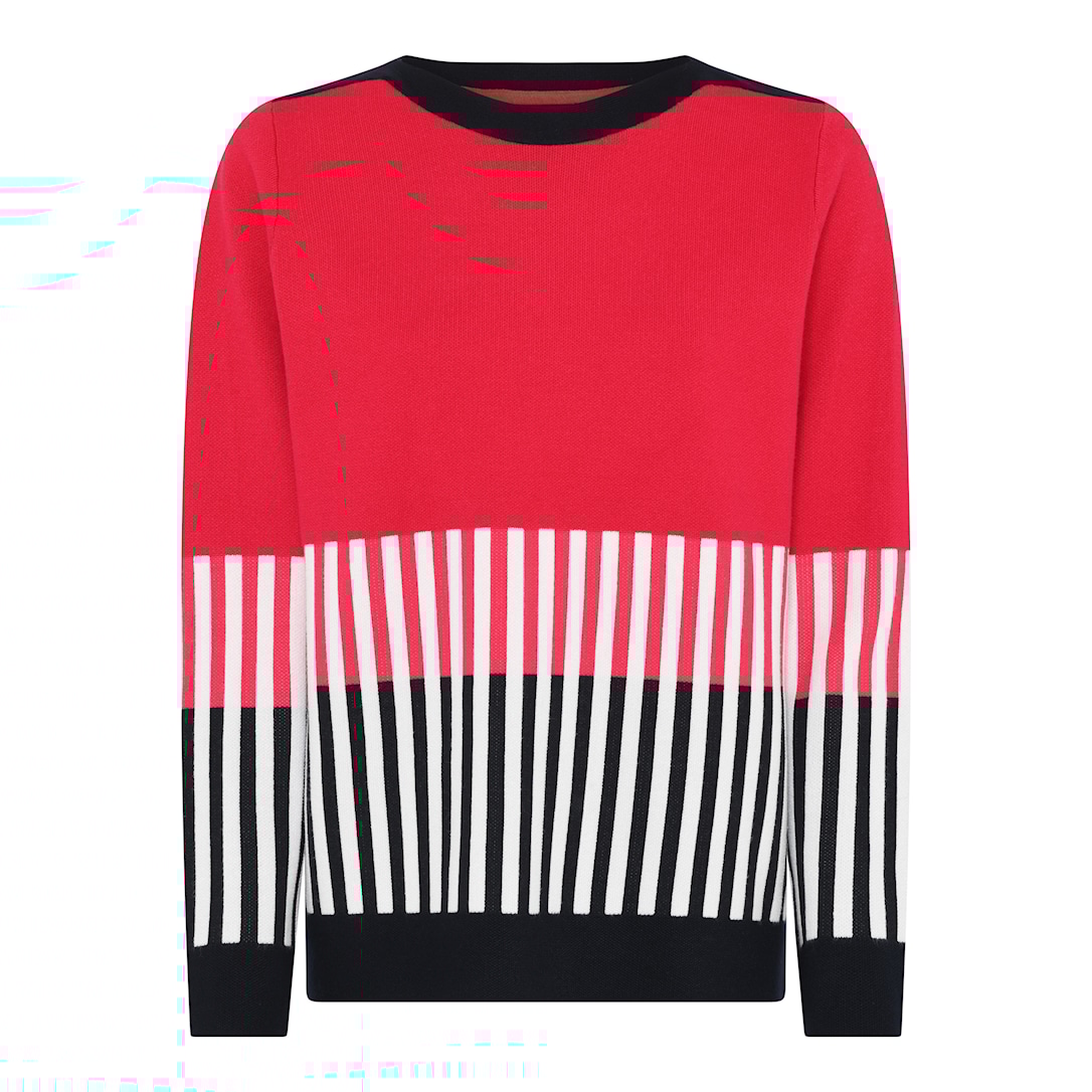 MICHA Elegant Stribet Strik - Rød/Navy - L