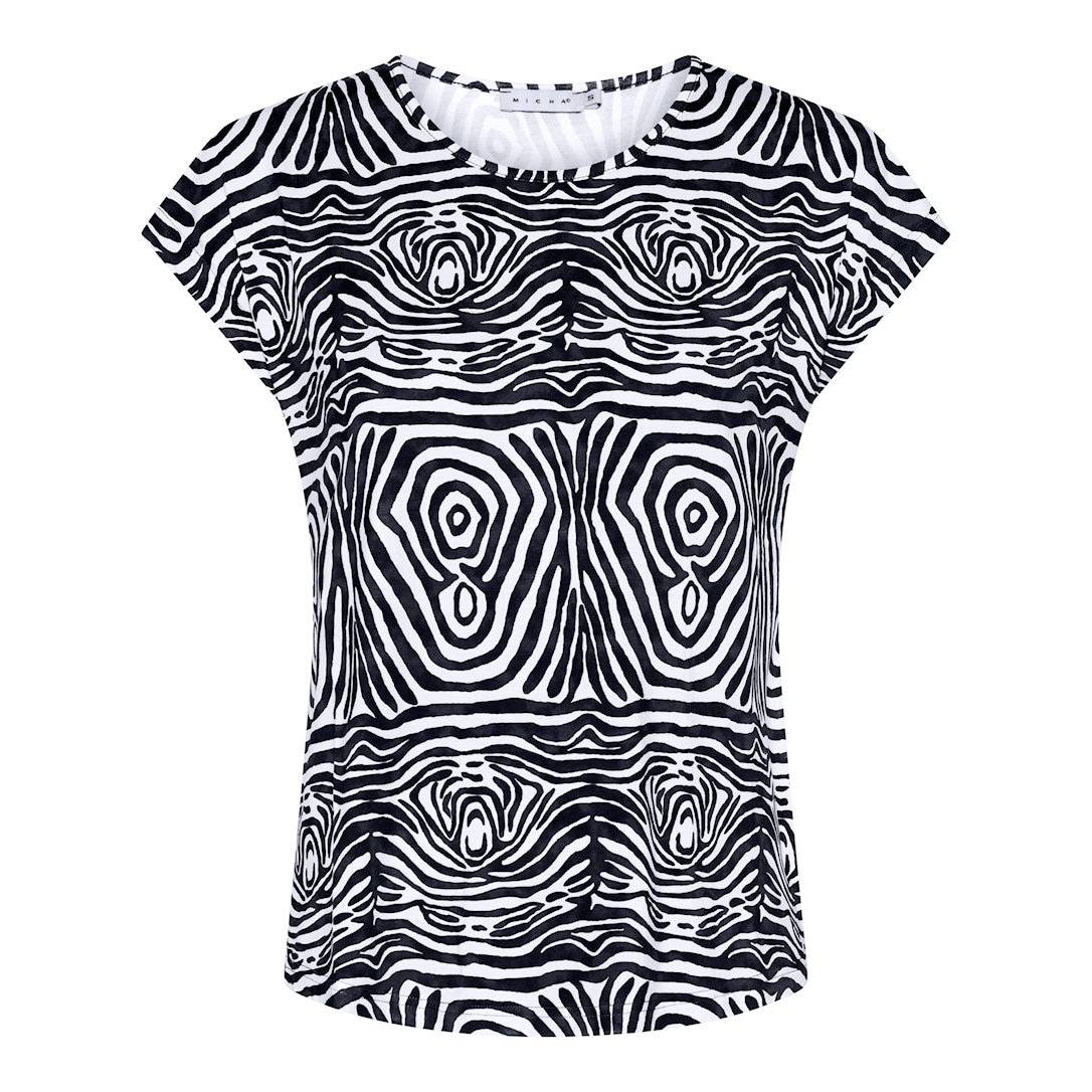 MICHA T-shirt Dame Zebraprint Viscose - Navy/Hvid - XS