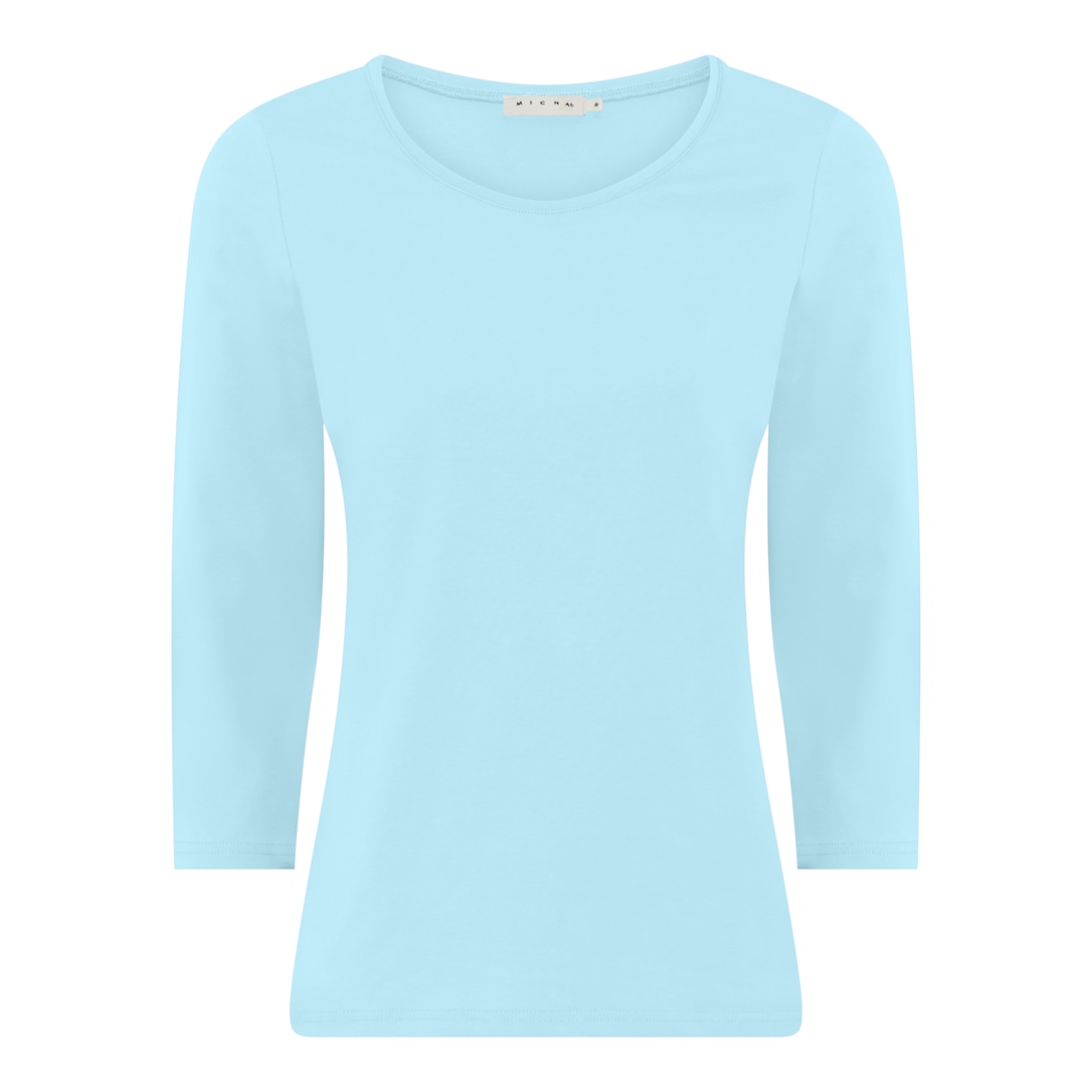 MICHA T-shirt Dame 3/4 Ærmer Bomuld - Aqua Blå - 4XL