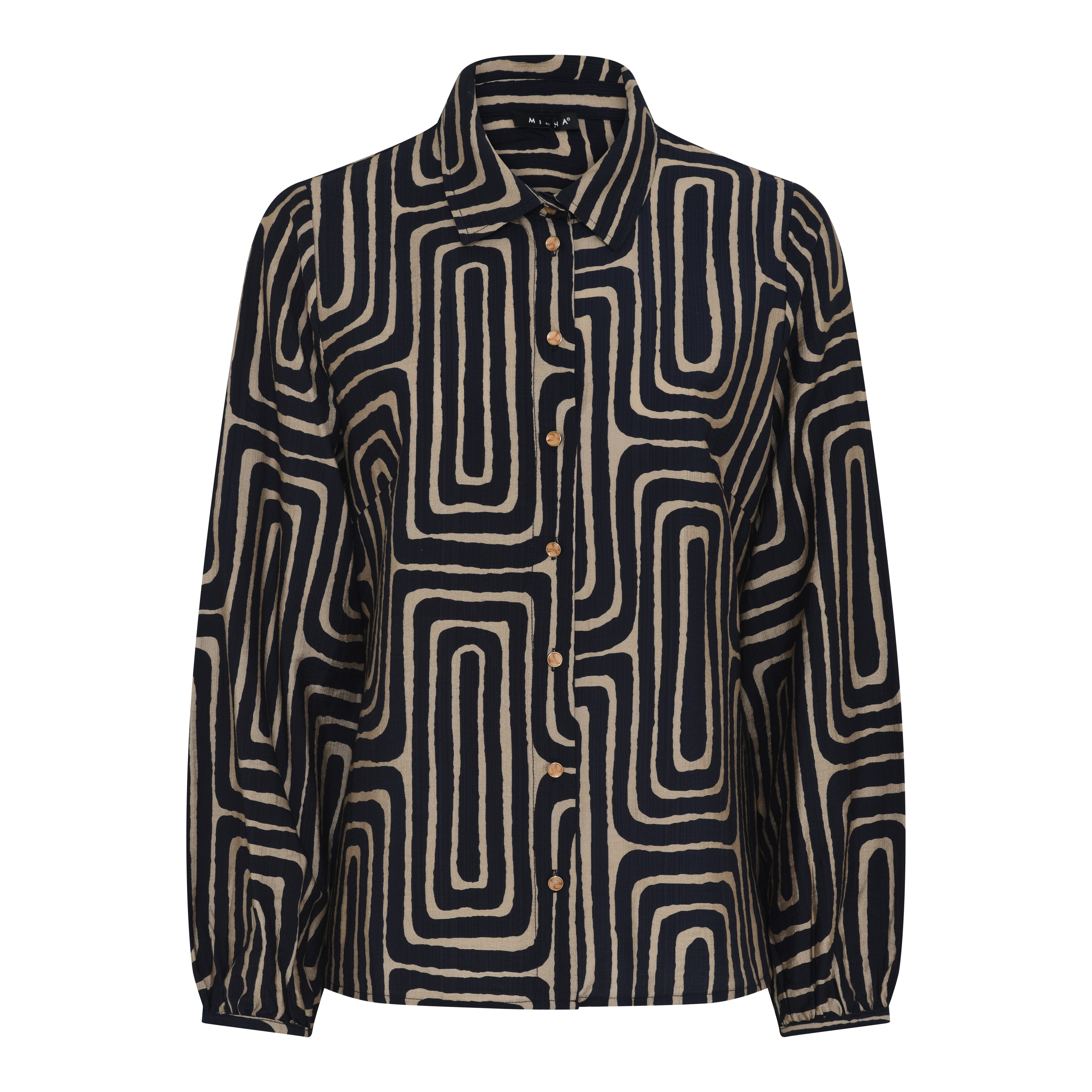 Navy / Soft Camel Print