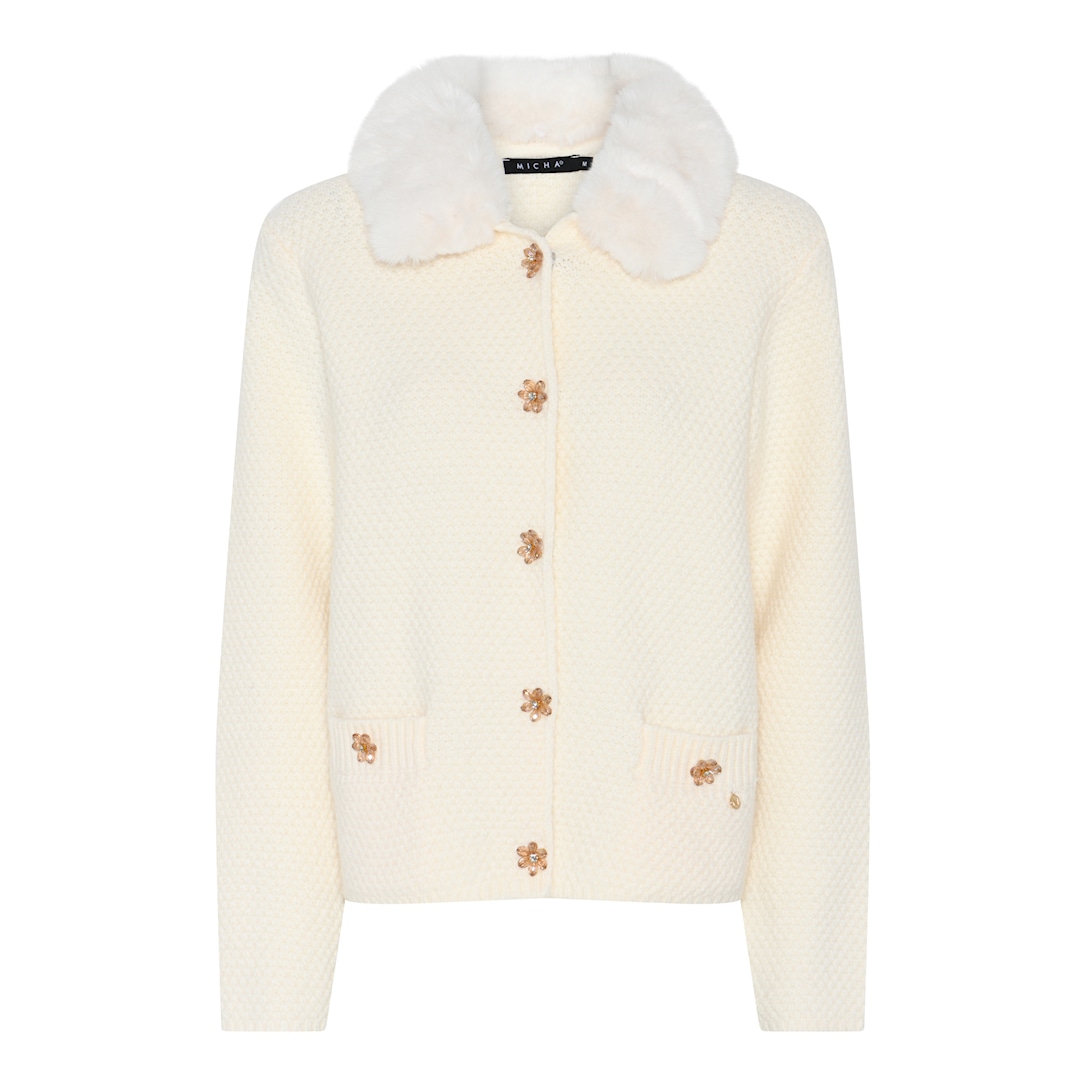 Cardigan with Fur Collar